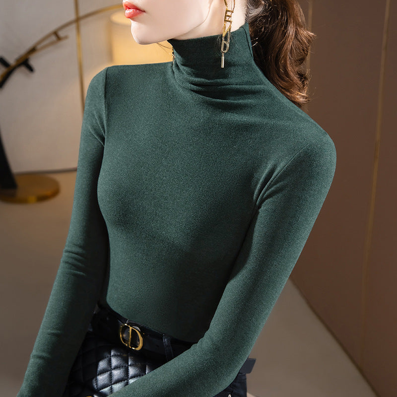 Double-sided Bottoming Shirt Sweater Basic Round Neck Brushed Long Sleeve Keep Warm Inner Match