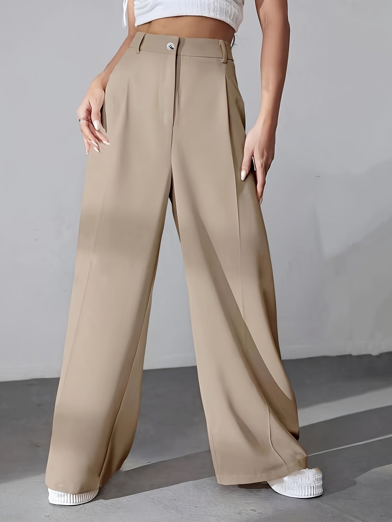European And American New Women's Trousers Solid Color Casual Straight Pants