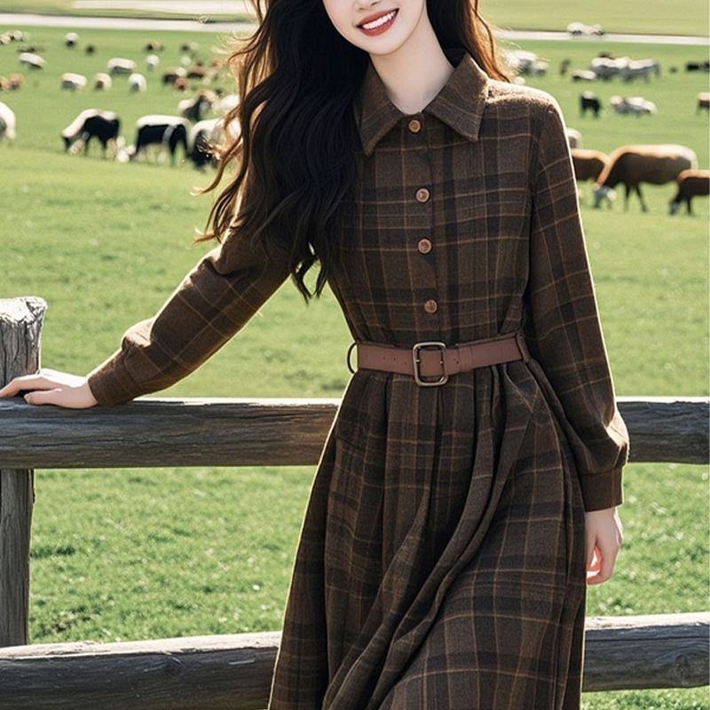 Fashion Temperament Thickening Coffee Color Inner Wear Dress