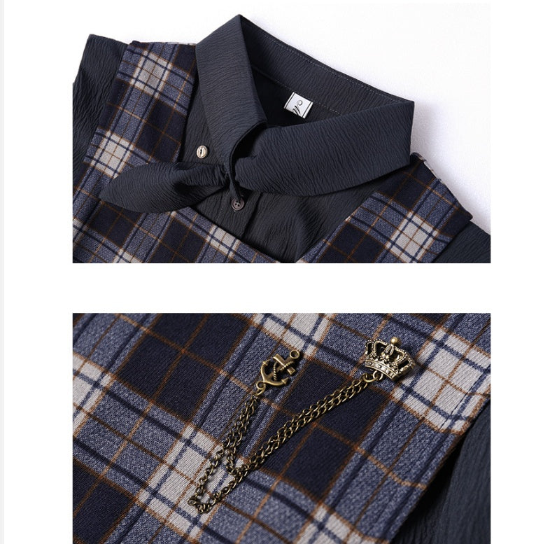 British College Style Vest A-line Skirt