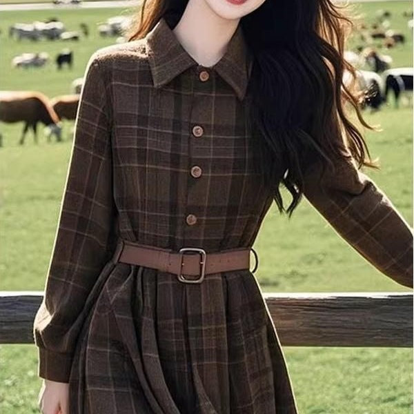 Fashion Temperament Thickening Coffee Color Inner Wear Dress