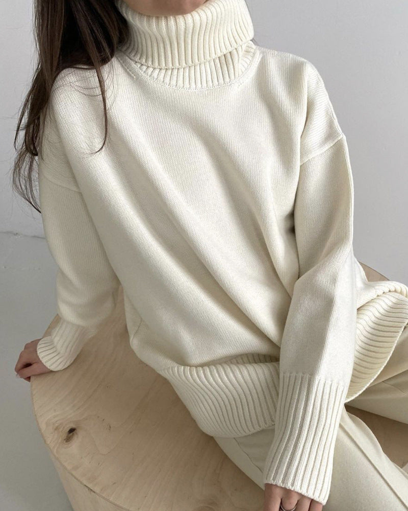 Women's Loose Casual Solid Color Turtleneck Sweater