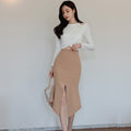 New Ladies Slim Top Slit Pack Hip Skirt Suit